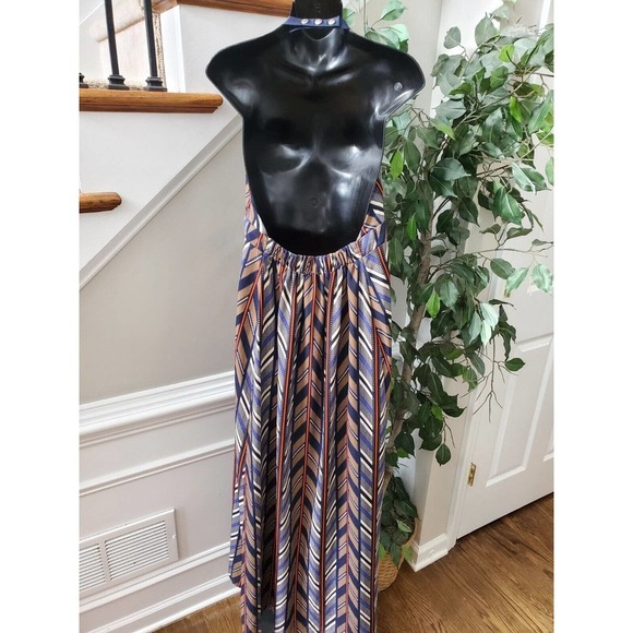 Multicolor Women's Polyester Halter Neck Sleeveless Casual Long Maxi Dress XS - Picture 3 of 12